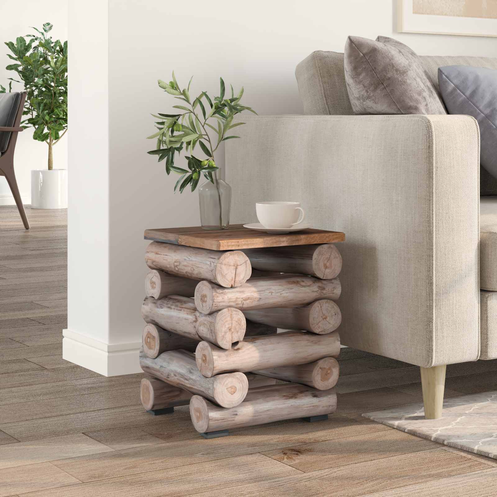 Pouf Naturale 30 x 30 x 38 cm Legno di teak solido 42012368