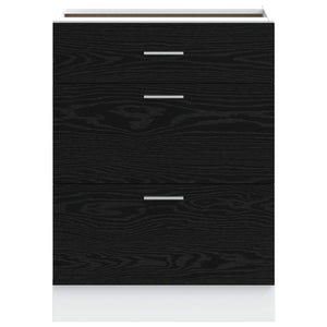 Base per Cucina con cassetto-Mobile Base da Cucina Riga Rovere Nero 60 x 46 x 81,5 cm