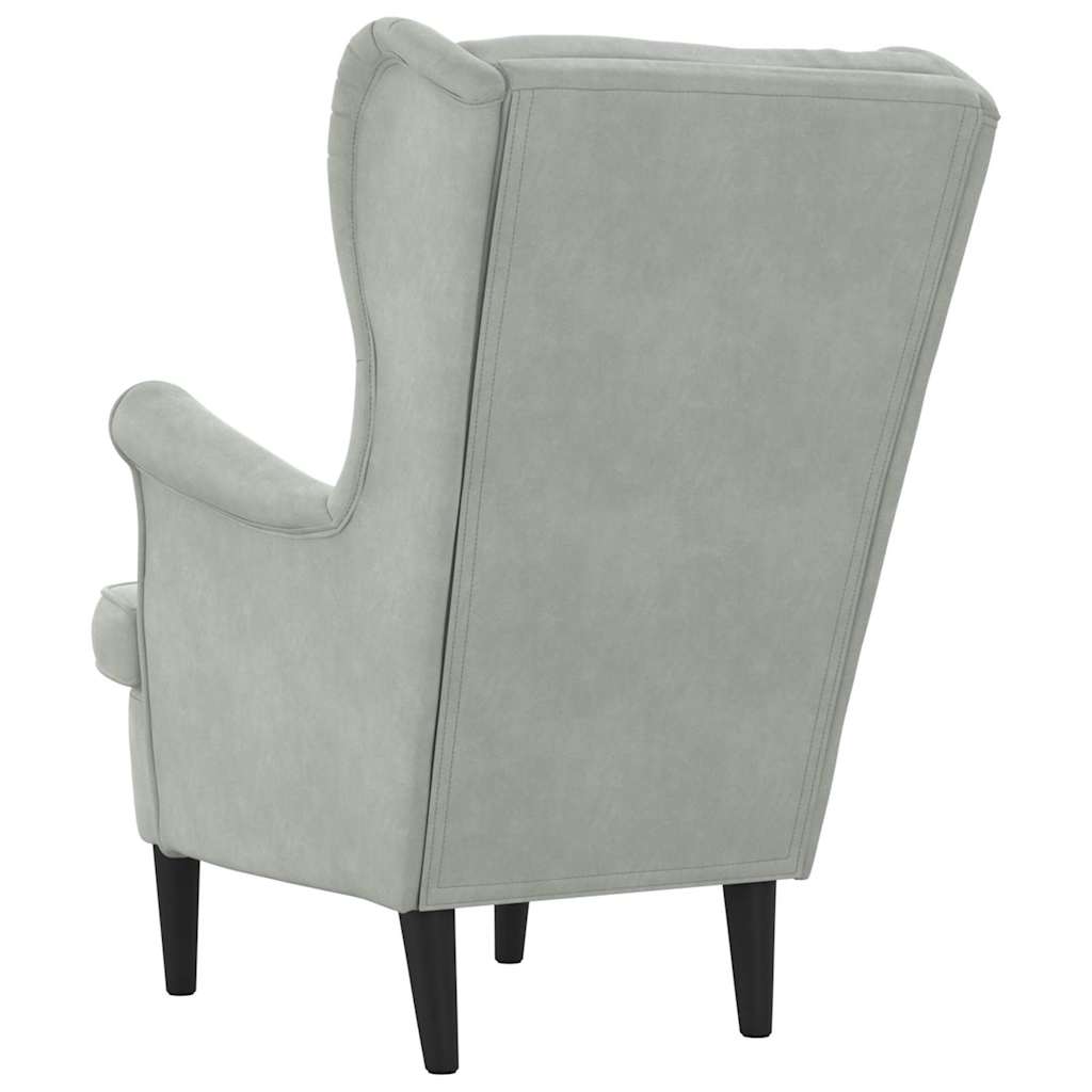 Poltrona Grigio chiaro 71 x 92 x 91 cm Velluto 42012824
