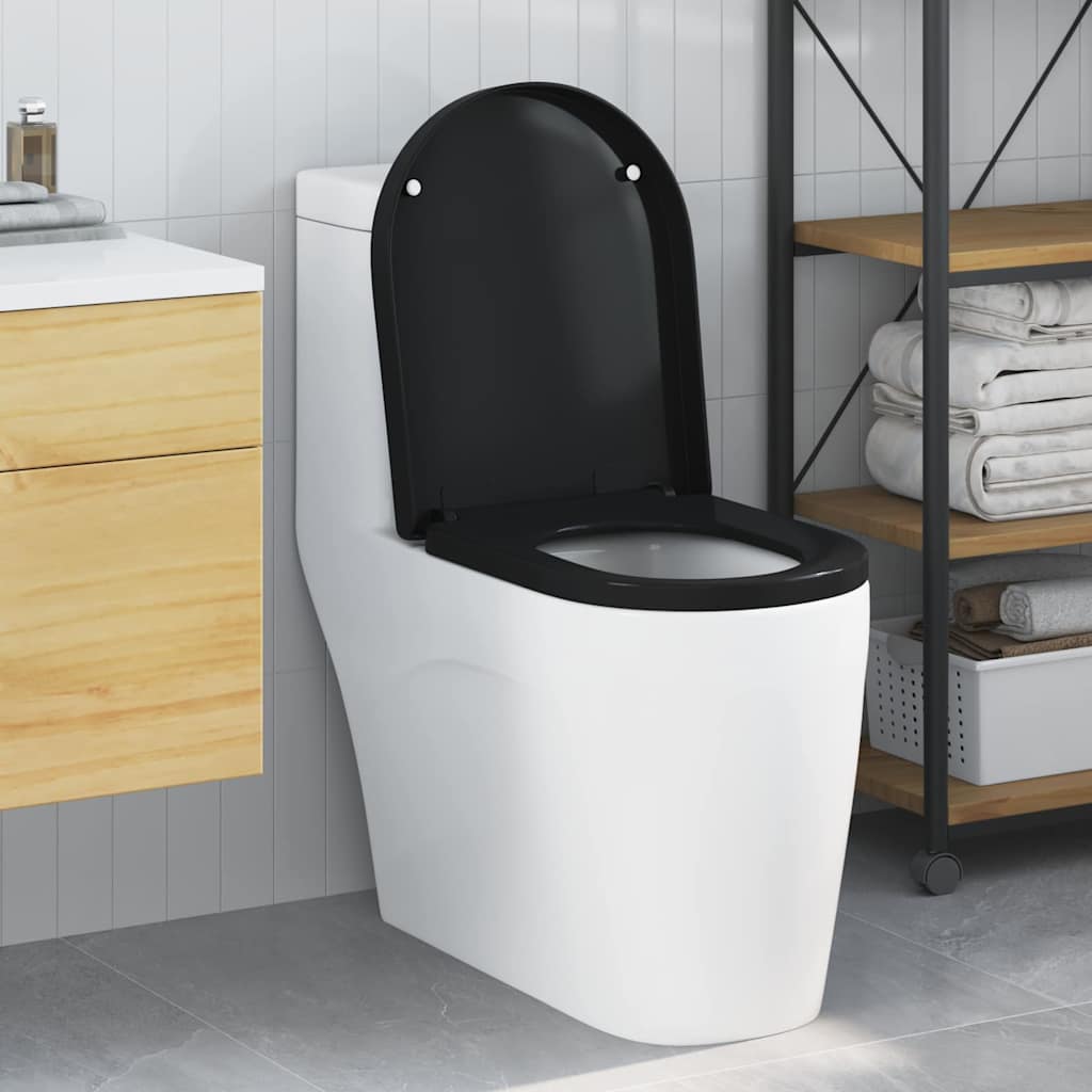 vidaXL Sedile del WC Nero 48 x 36.5 x 4.5 cm Polipropilene