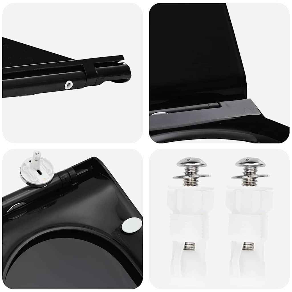 vidaXL Sedile del WC Nero 48.5 x 36 x 5 cm Polipropilene