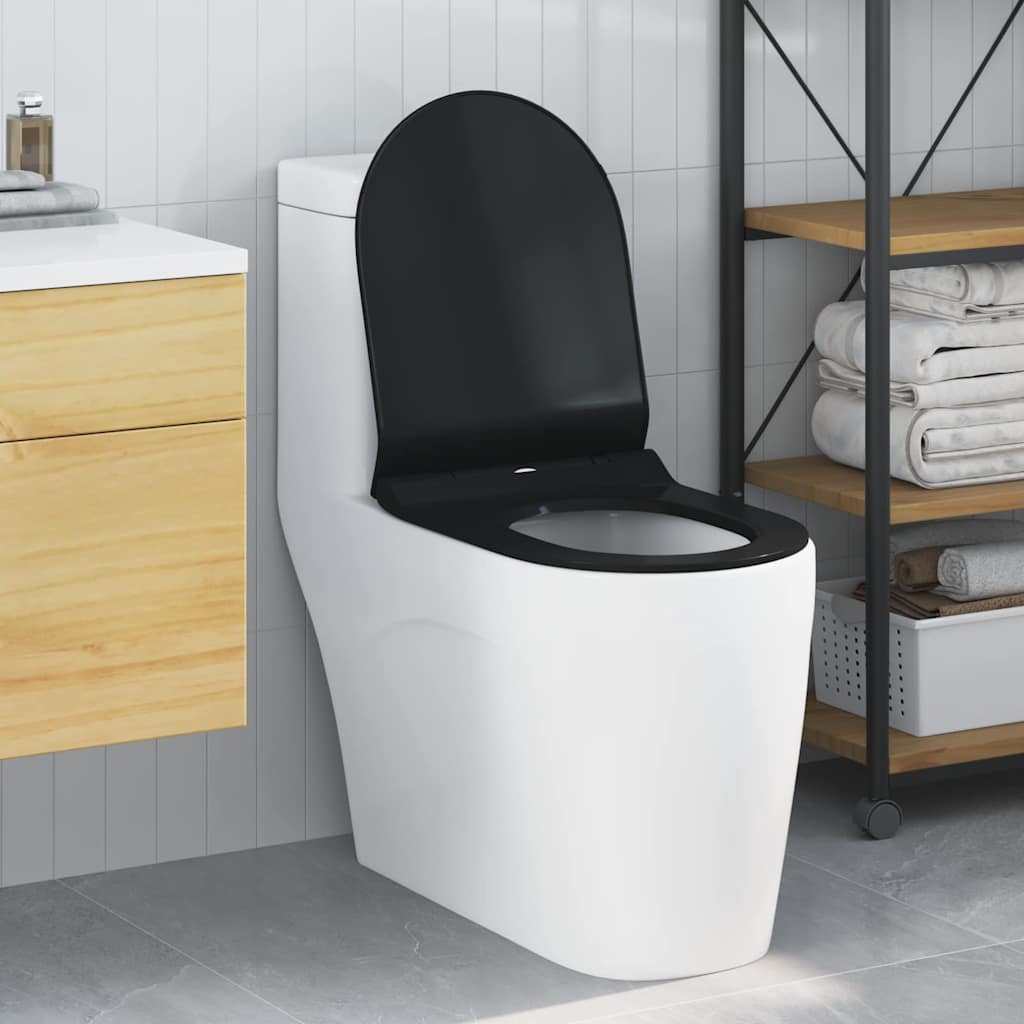 vidaXL Sedile del WC Nero 48.5 x 36 x 5 cm Polipropilene