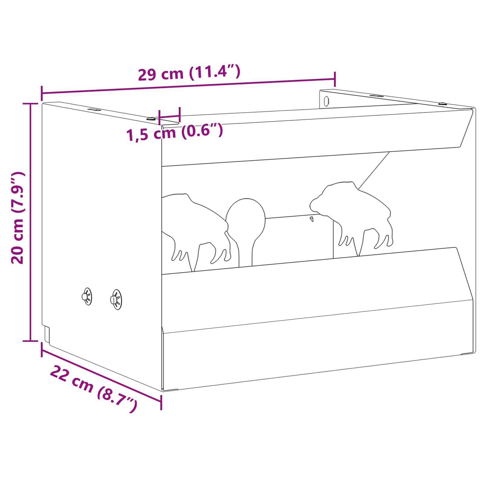 Scatola per trappole per proiettili Nero 29 x 22 x 20 cm 42013597