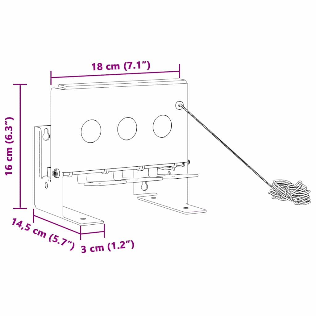 vidaXL Bersaglio da biathlon abbattibile a 3 fori con corda di ripristino