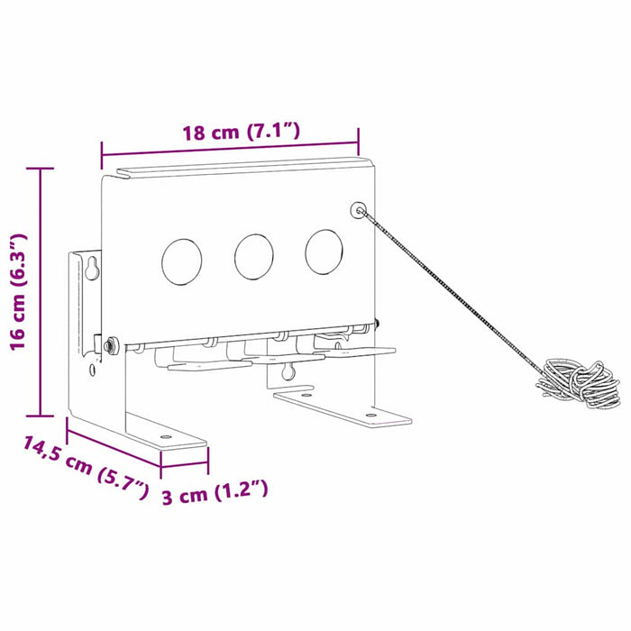 vidaXL Bersaglio da biathlon abbattibile a 3 fori con corda di ripristino