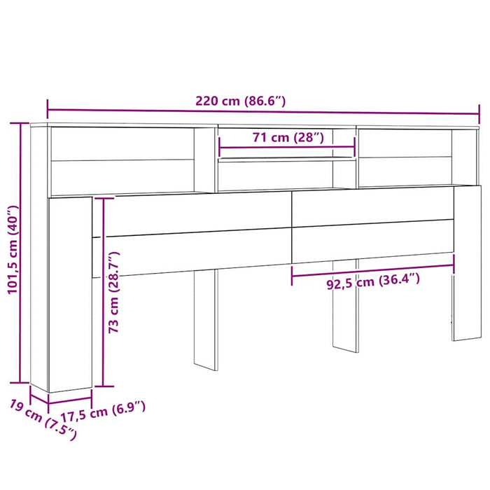 Testata del letto rovere artigianale 220 x 19 x 101.5 cm 879448