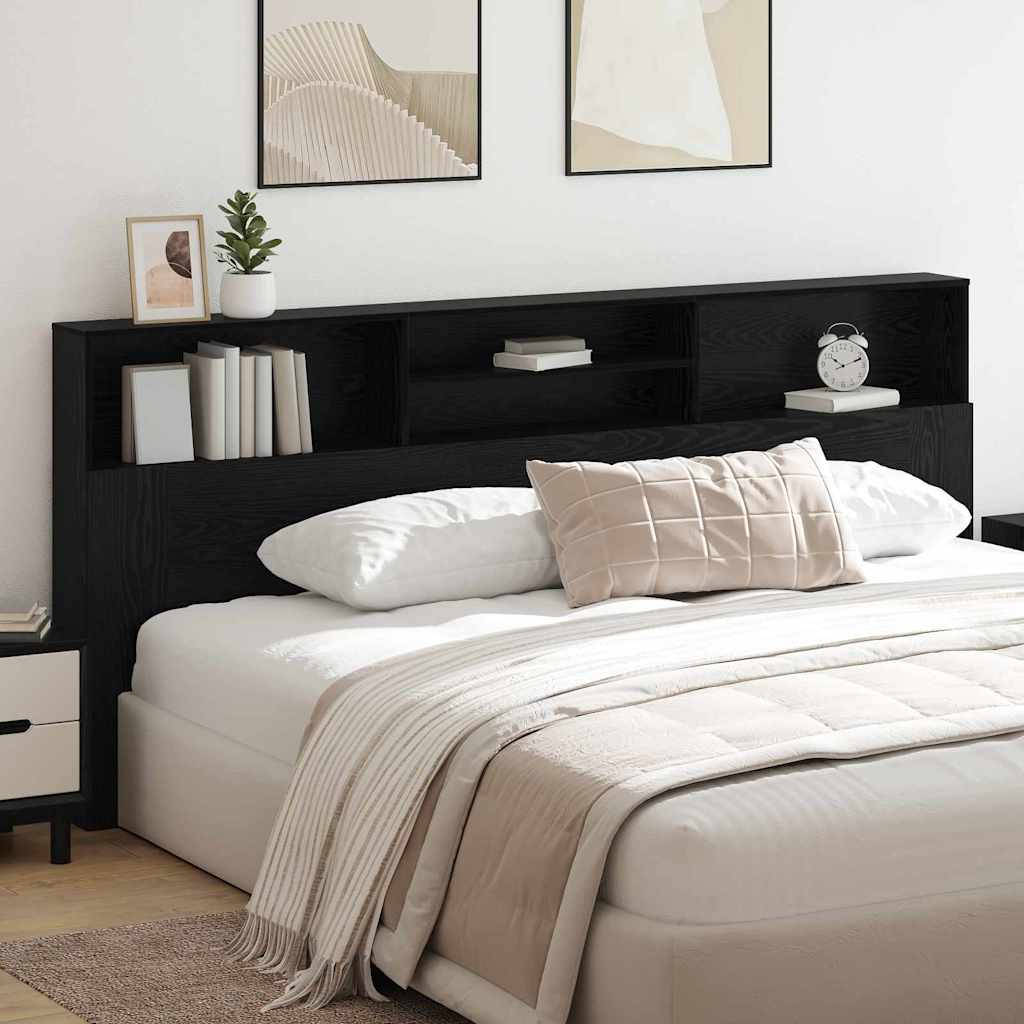 vidaXL Testata del letto con testiera Rovere nero 220 x 19 x 101.5 cm