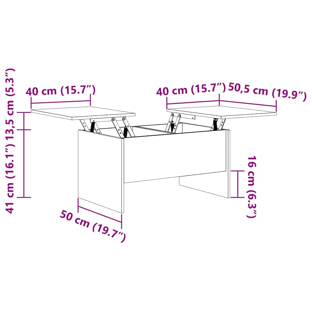 vidaXL Tavolino da salotto Rovere nero 80 x 50,5 x 42,5 cm