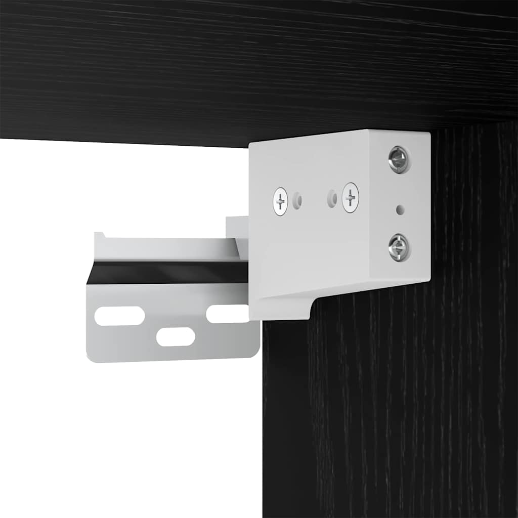 Mobiletto per specchio-Mensola con Specchio Rovere Nero 91 x 15 x 76,5 cm