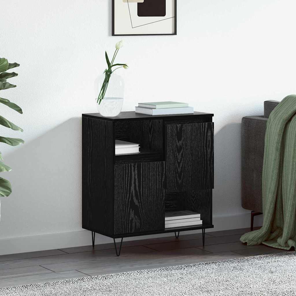 vidaXL Credenza Rovere nero 60 x 35 x 70 cm Legno multistrato