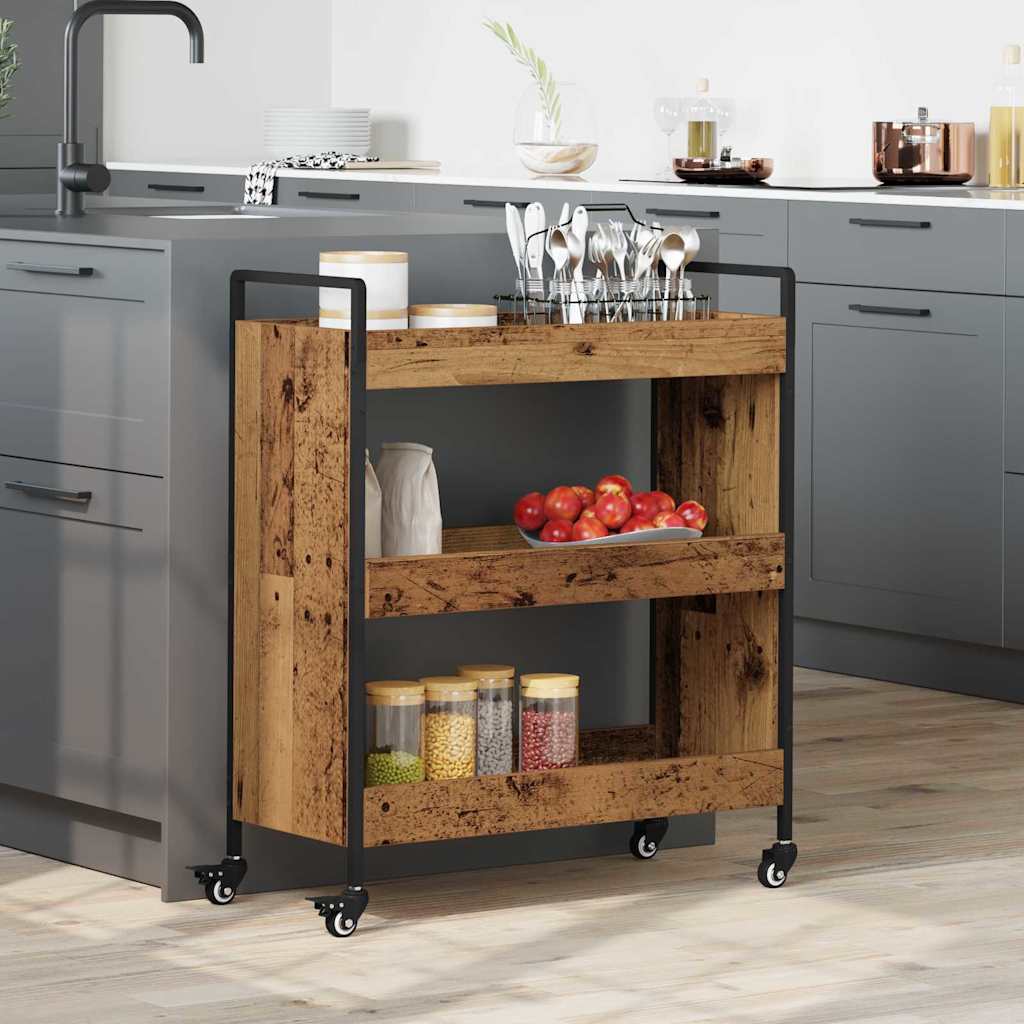 Carrello da Cucina-Scaffale per Cucina Legno vecchio 70 x 30 x 82 cm