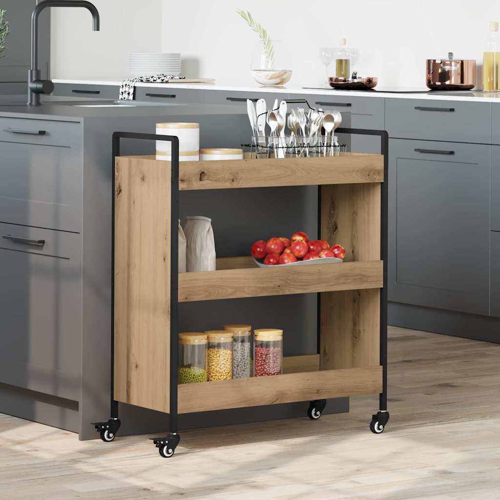 Carrello da Cucina-Scaffale per Cucina Rovere artigianale 70 x 30 x 82 cm