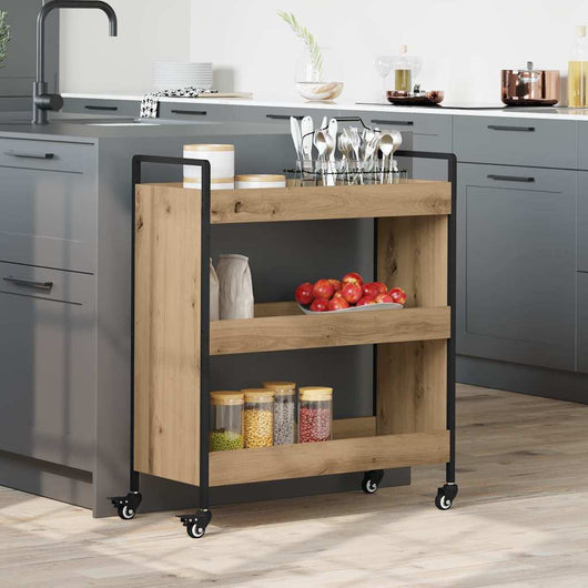 Carrello da Cucina-Scaffale per Cucina Rovere artigianale 70 x 30 x 82 cm