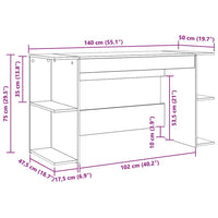 Scrivania rovere artigianale 140 x 50 x 75 cm Legno multistrato 879648