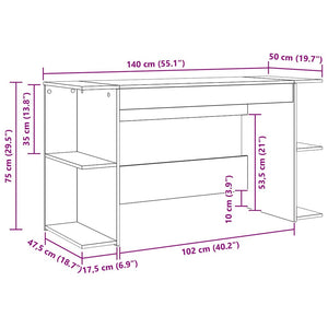 Scrivania rovere artigianale 140 x 50 x 75 cm Legno multistrato 879648