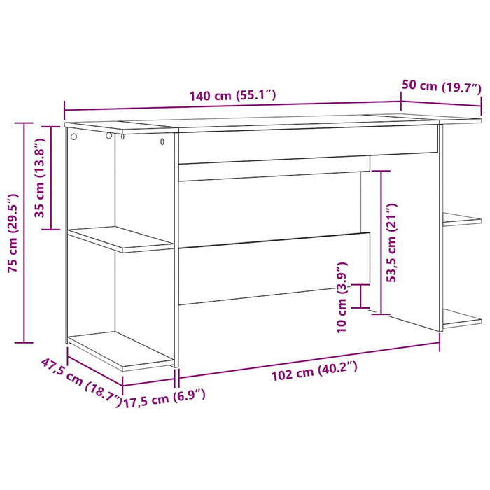 Scrivania rovere artigianale 140 x 50 x 75 cm Legno multistrato 879648