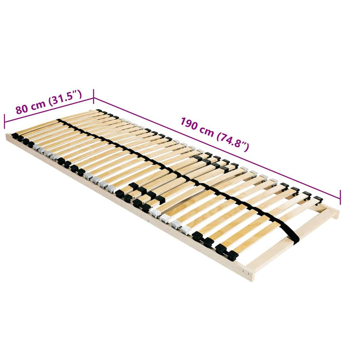 vidaXL Base a doghe Marrone 80 x 190 cm Legno massello di faggio