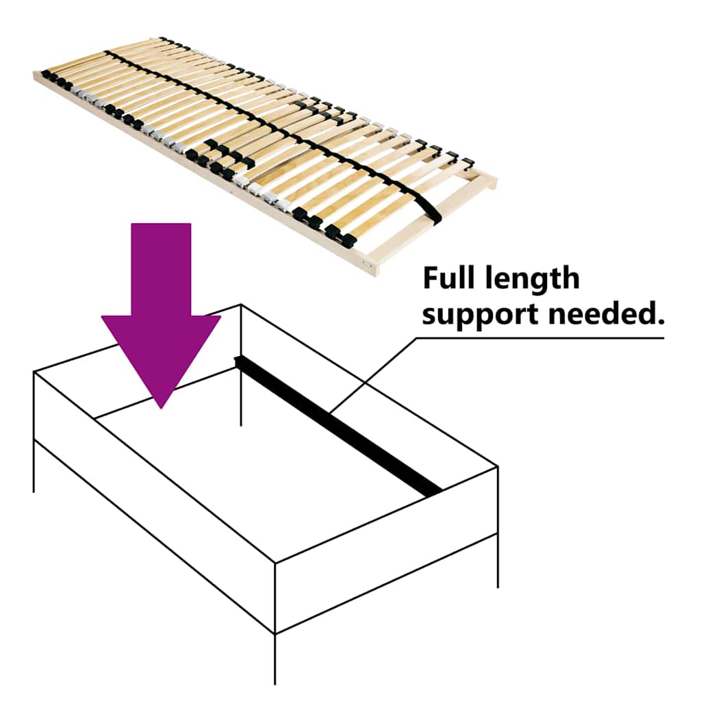 vidaXL Base a doghe Marrone 100 x 190 cm Legno massello di faggio