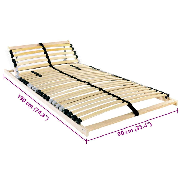 vidaXL Base a doghe Marrone 90 x 190 cm Legno massello di faggio
