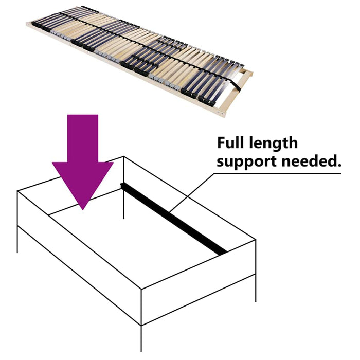vidaXL Base a doghe Marrone 90 x 190 cm Legno massello di faggio
