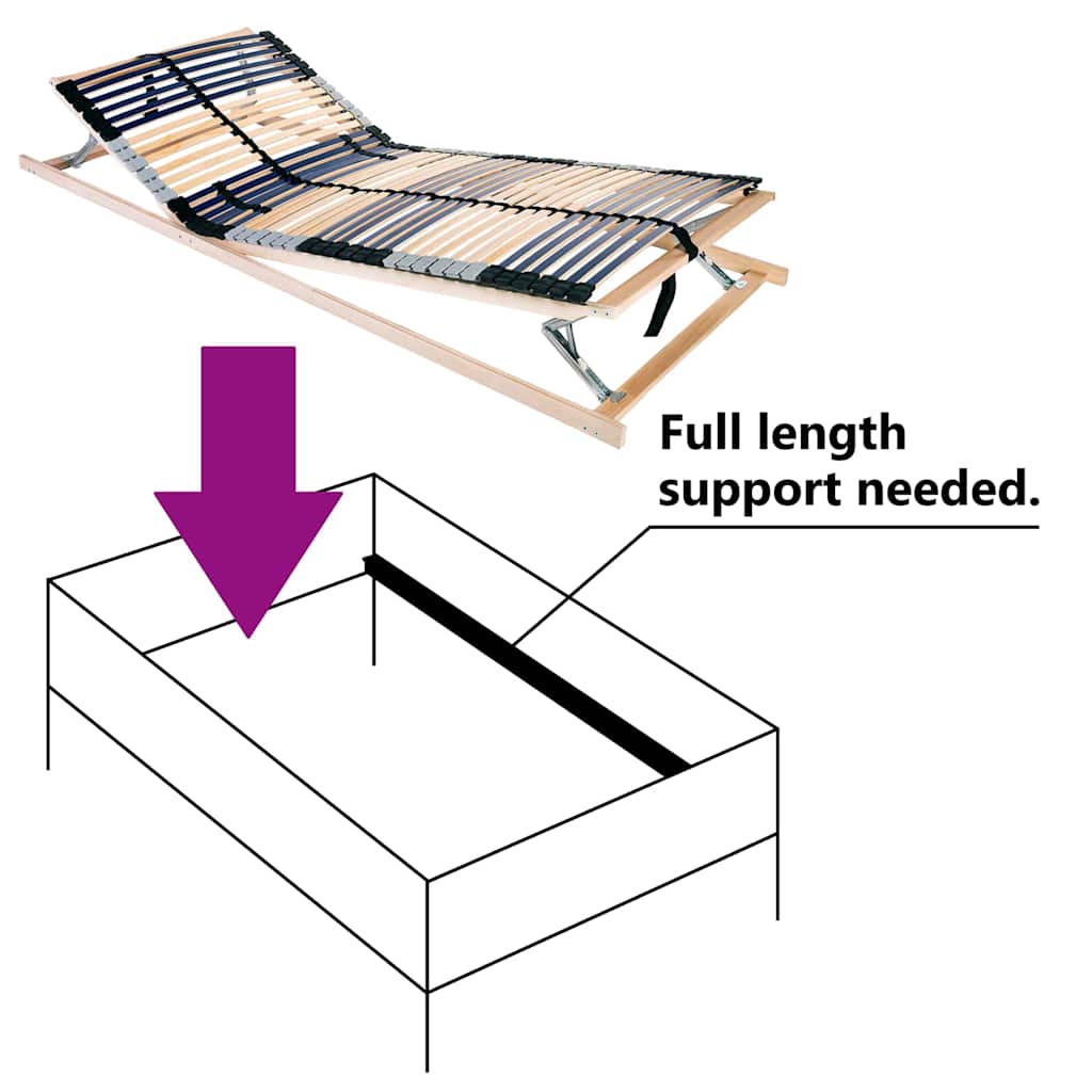 vidaXL Base a doghe Marrone 90 x 190 cm Legno massello di faggio