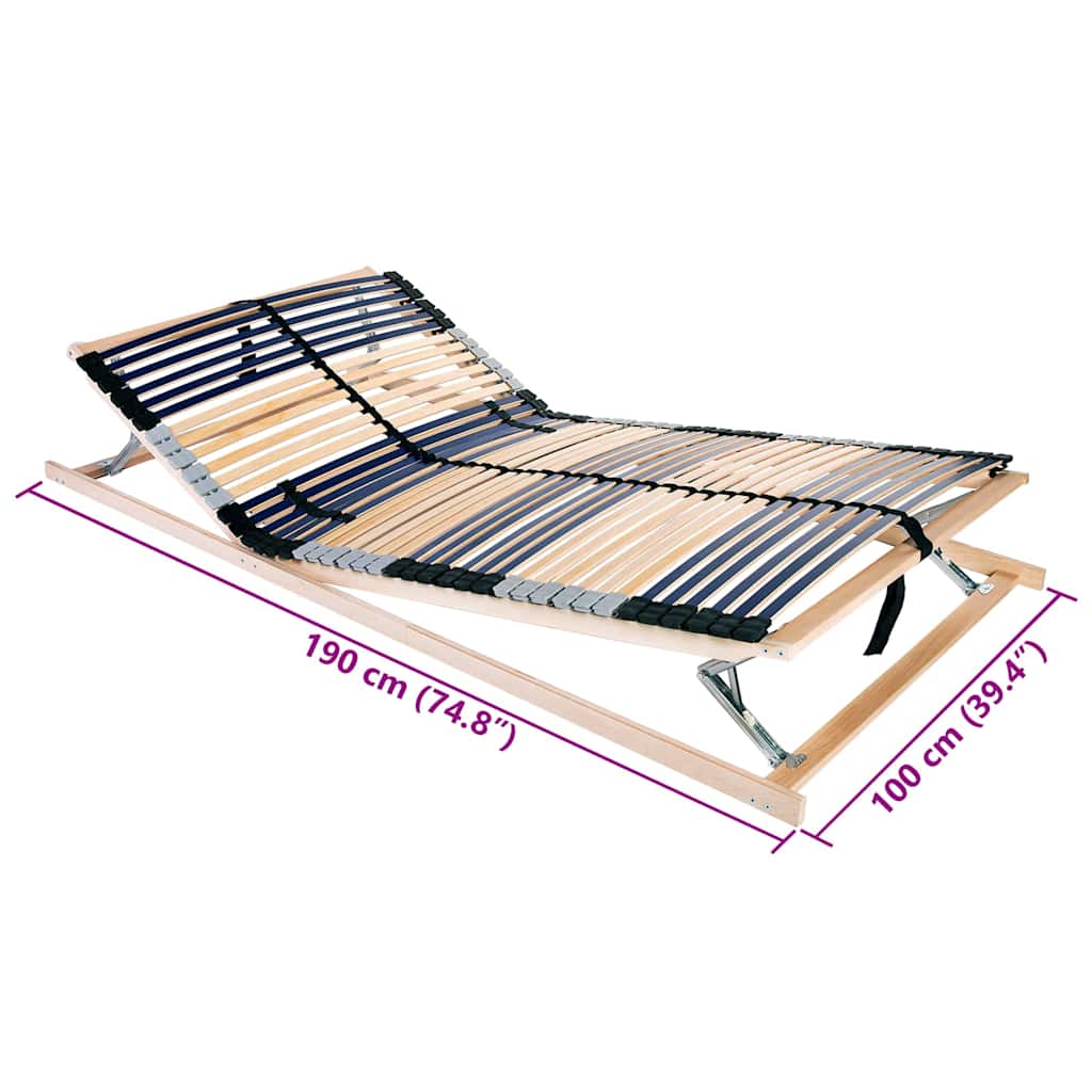 vidaXL Base a doghe Marrone 100 x 190 cm Legno massello di faggio