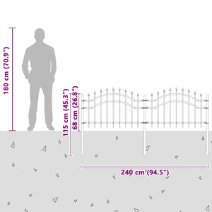 Recinzione per Giardino Grigio 115 cm 42003958