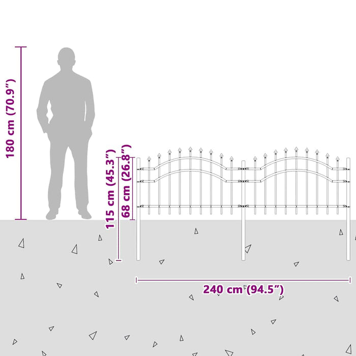 Recinzione per Giardino Grigio 115 cm 42003958