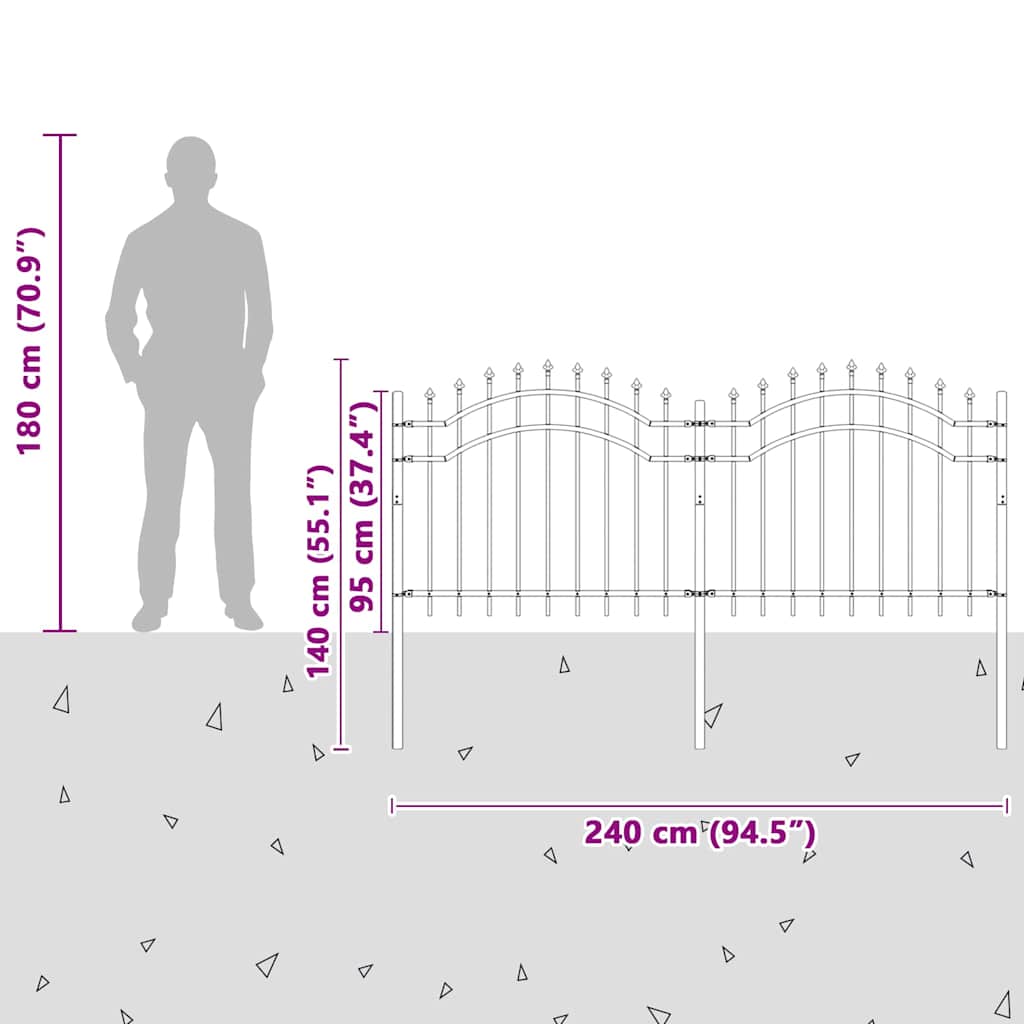 Recinzione per Giardino Grigio 140 cm 42003959