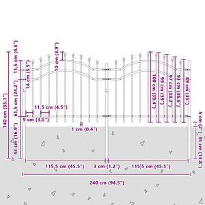 Recinzione per Giardino Grigio 140 cm 42003959