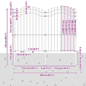 Recinzione per Giardino Grigio 215 cm 42003962