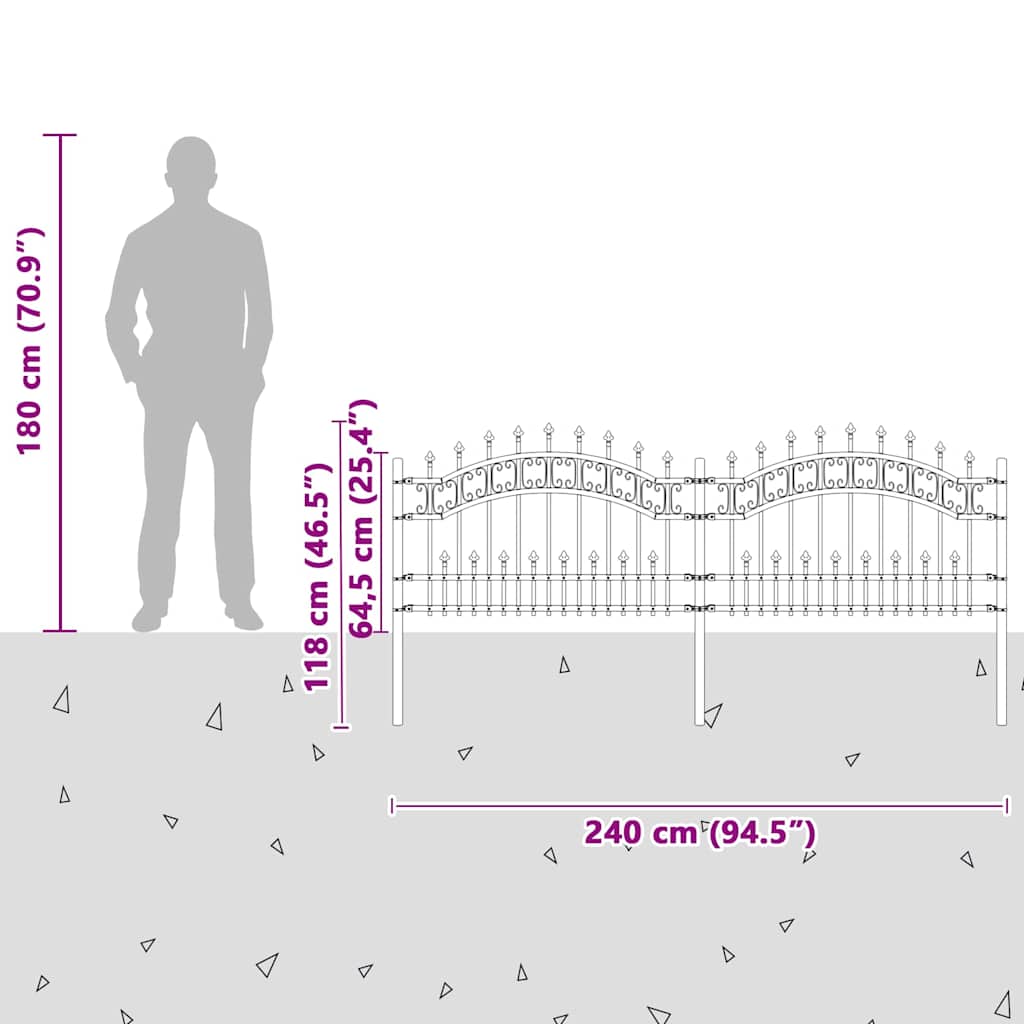 Recinzione per Giardino Grigio 115 cm 42003963