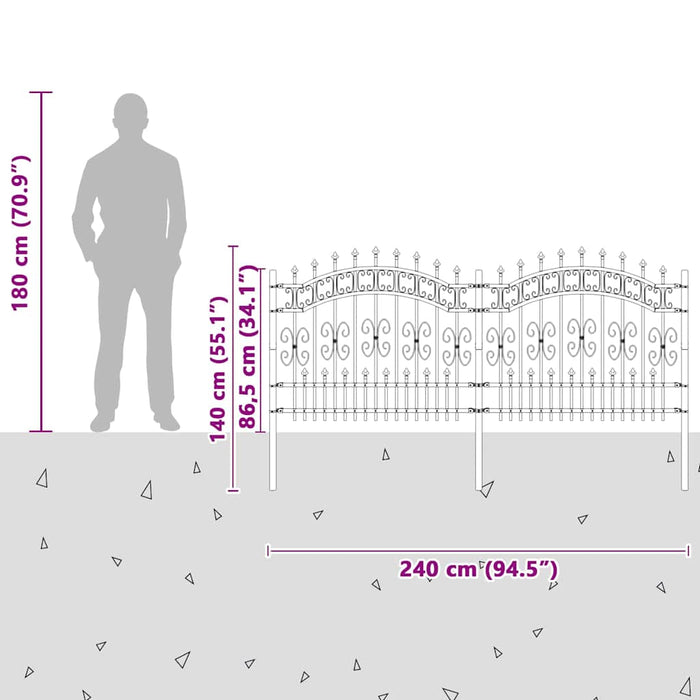 Recinzione per Giardino Grigio 140 cm 42003964
