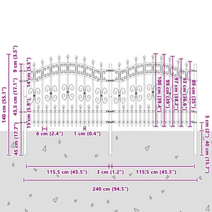 Recinzione per Giardino Grigio 140 cm 42003964