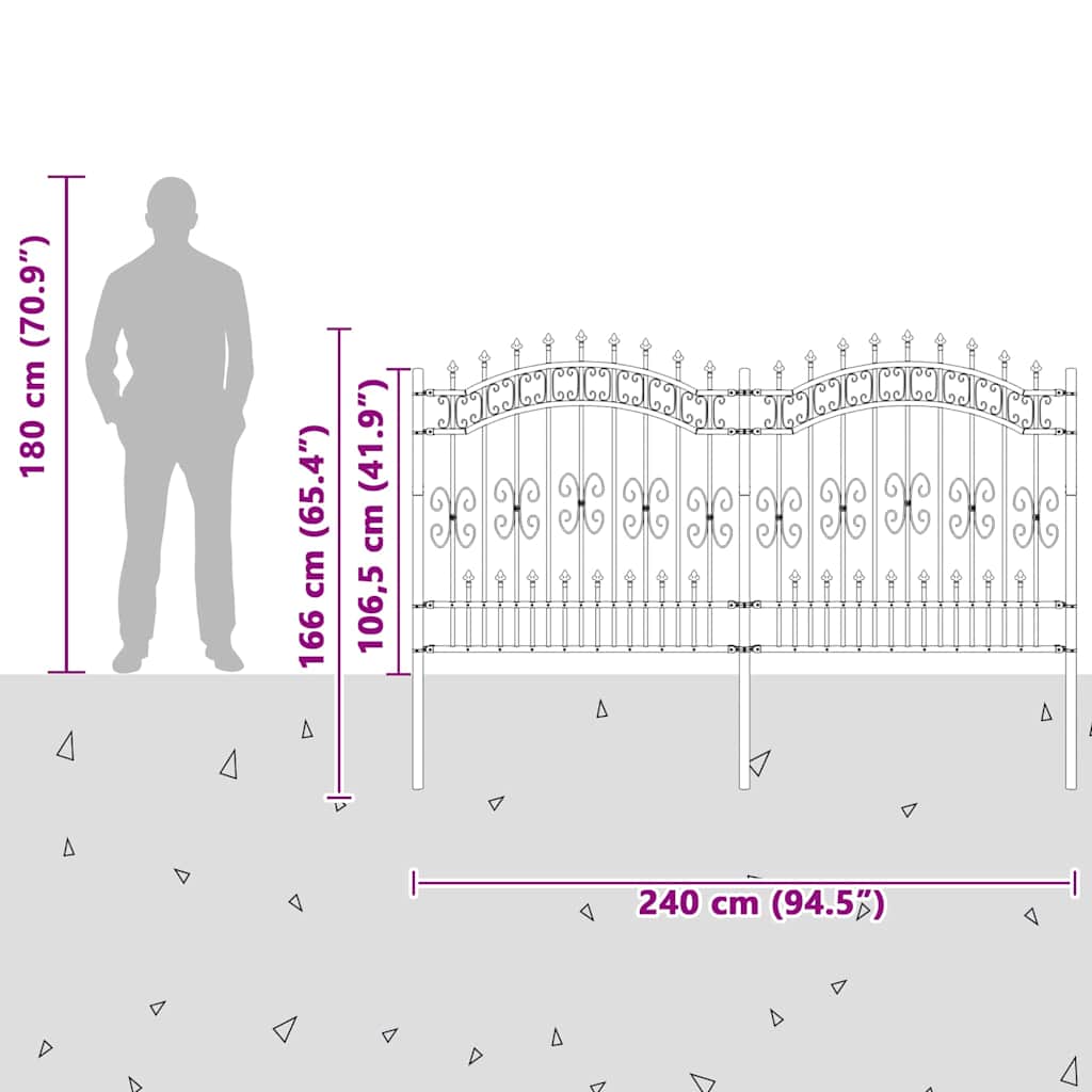 Recinzione per Giardino Grigio 165 cm 42003965