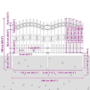 Recinzione per Giardino Grigio 165 cm 42003965