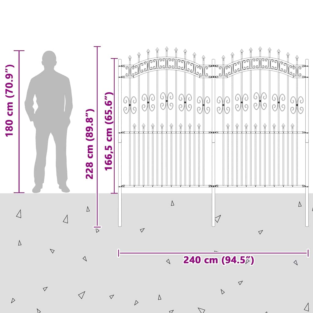 Recinzione per Giardino Grigio 215 cm 42003967