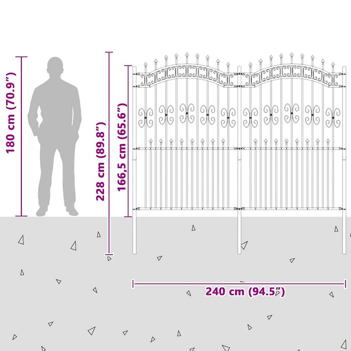 Recinzione per Giardino Grigio 215 cm 42003967