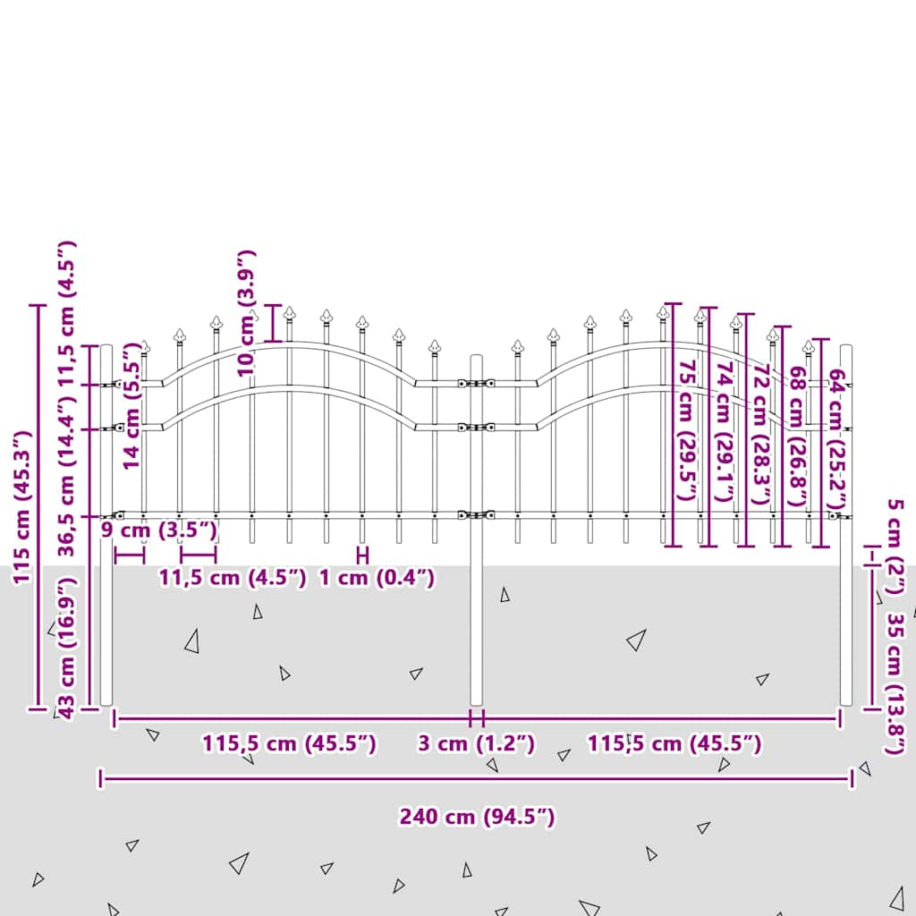 Recinzione per Giardino Bianco 115 cm 42003968