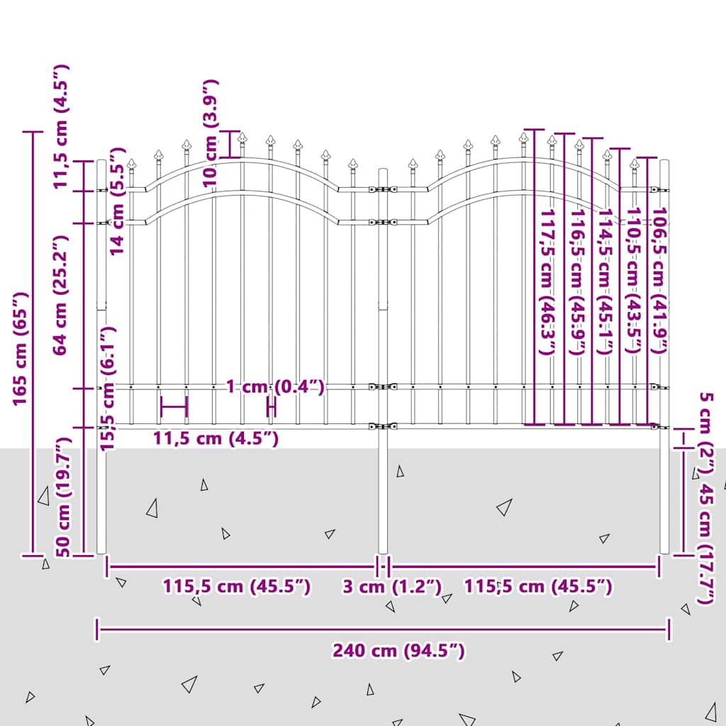 Recinzione per Giardino Bianco 165 cm 42003970