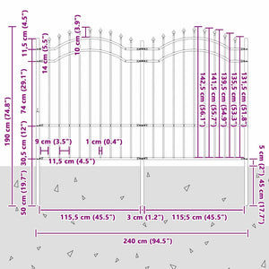 Recinzione per Giardino Bianco 190 cm 42003971