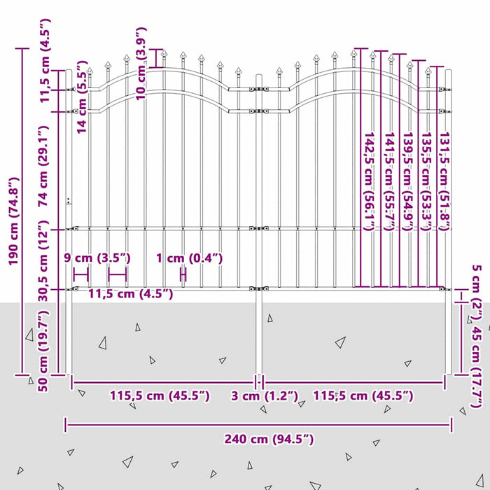 Recinzione per Giardino Bianco 190 cm 42003971