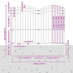 Recinzione per Giardino Bianco 215 cm 42003972