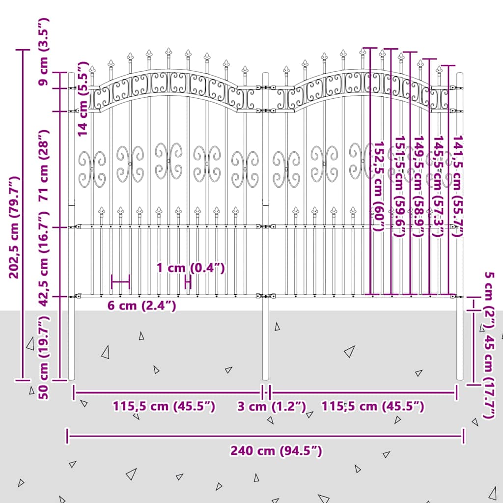 Recinzione per Giardino Bianco 190 cm 42003976