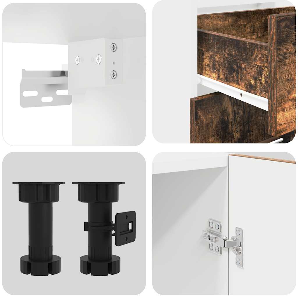 Set mobili da cucina Lyon 4 pz-Armadietto Cucina Rovere fum¨¦ 140 x 46 x 81.5 cm