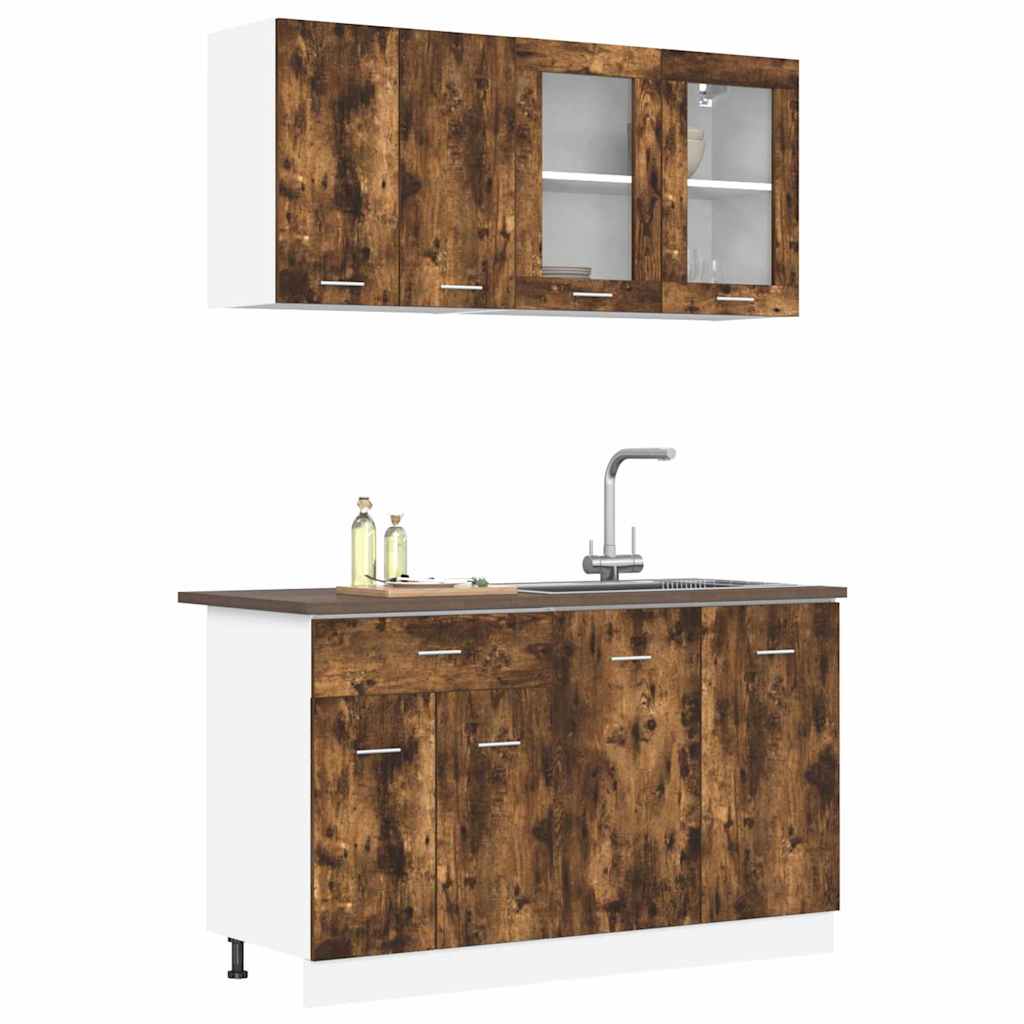 Set mobili da cucina Lyon 4 pz-Armadietto Cucina Rovere fum¨¦ 140 x 46 x 81.5 cm