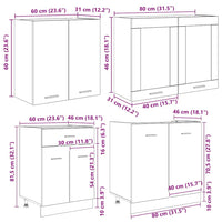 Set mobili da cucina Lyon 4 pz-Armadietto Cucina Rovere fum¨¦ 140 x 46 x 81.5 cm