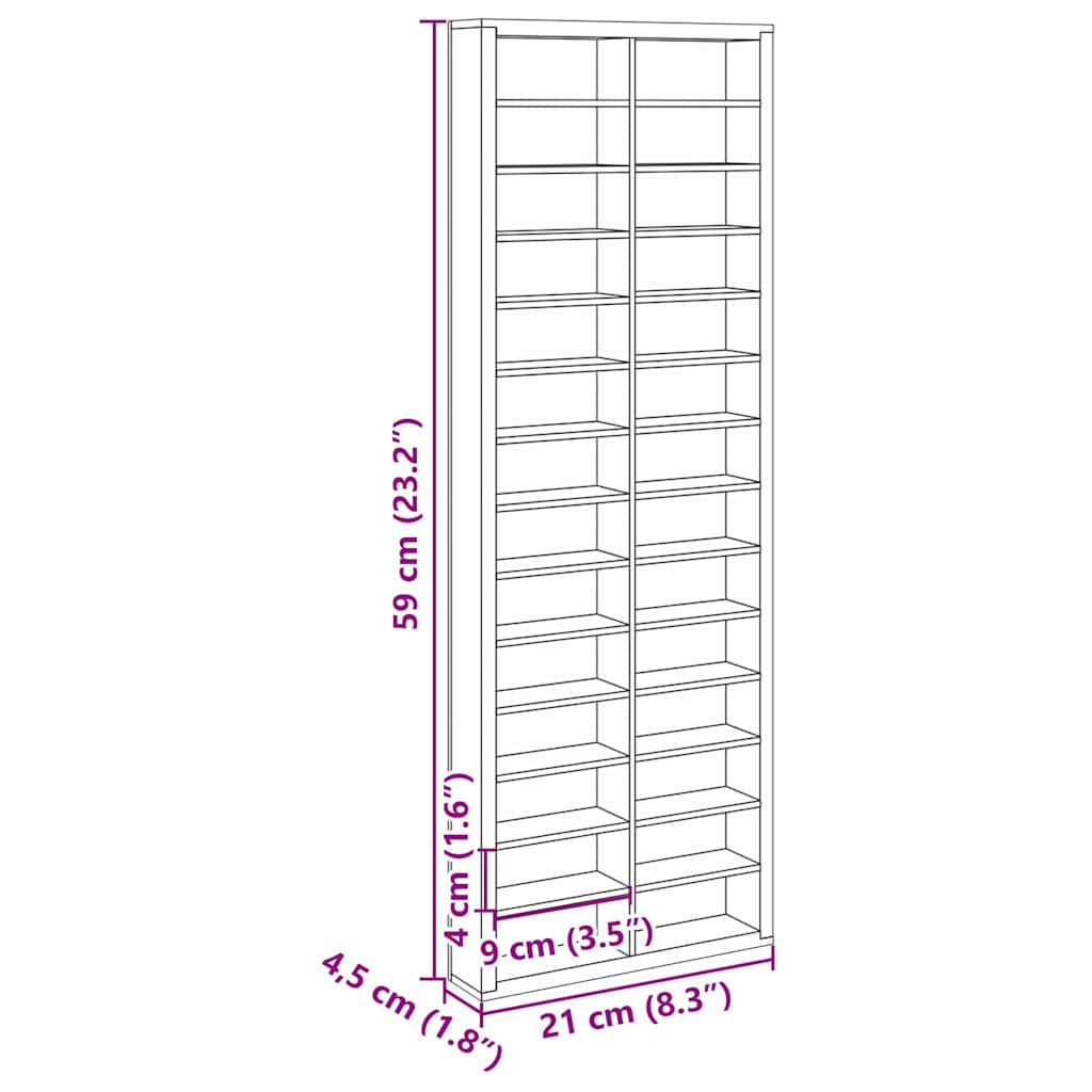 vidaXL Custodia per Esposizione Marrone 21 x 4.5 x 59 cm