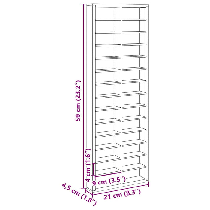 vidaXL Custodia per Esposizione Marrone 21 x 4.5 x 59 cm