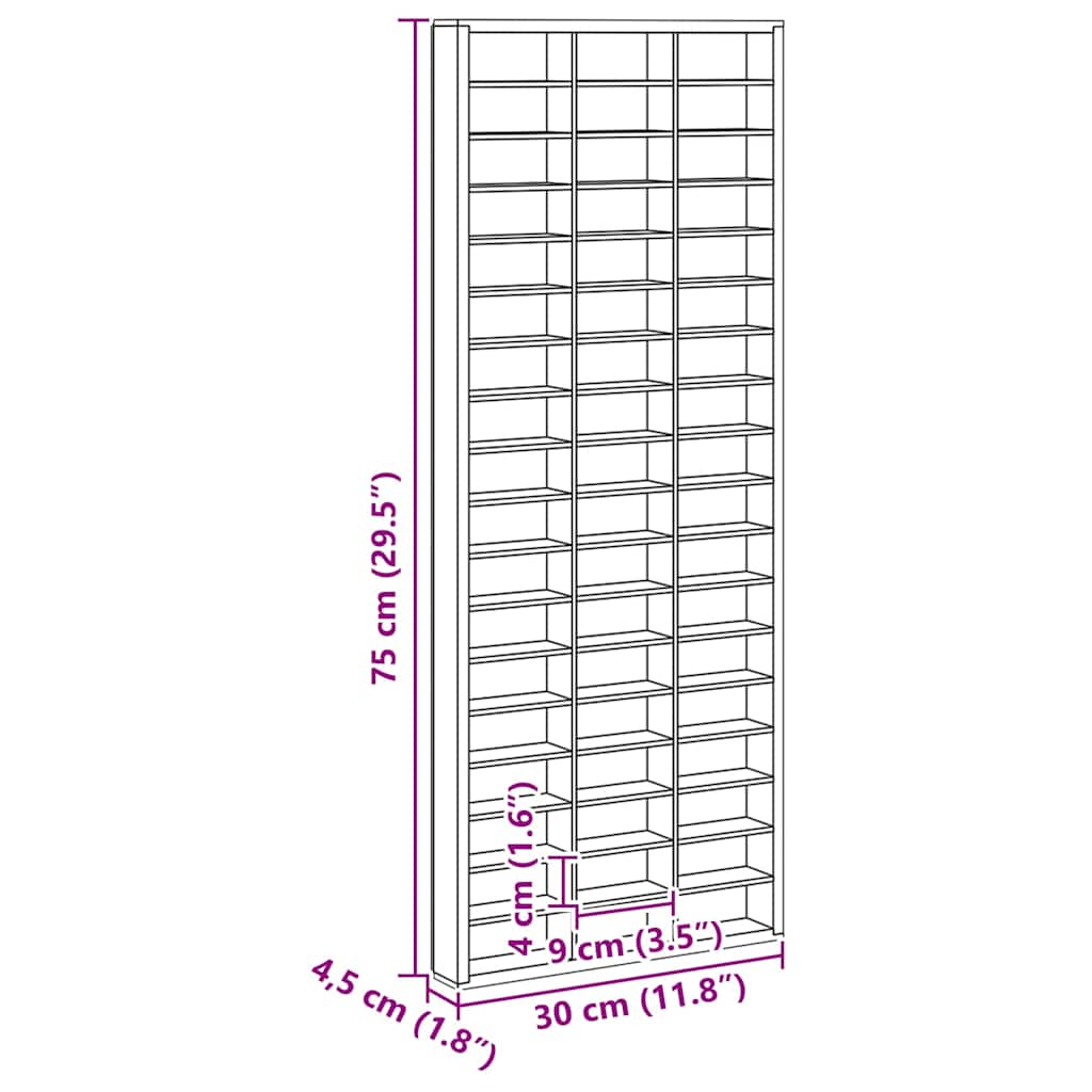 vidaXL Custodia per Esposizione Marrone 30 x 4.5 x 75 cm